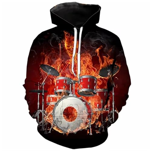 famesale Klassische Musikinstrumente Trommel Männer Hoodie 3D gedruckt Herbst Casual Hooded Sweatshirt Sportbekleidung Tops von famesale