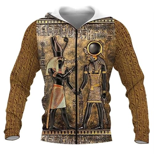 famesale Männer Hoodie Götter des Alten Ägypten 3D gedruckt Pullover Unisex Casual Plus Größe Reißverschluss Jacke Mantel S-6XL von famesale