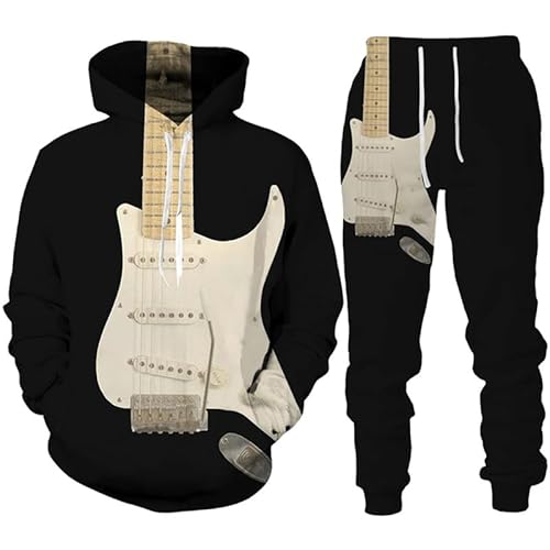 famesale Musik Gitarre 3D gedruckt Hoodie Jogginghose 2 Stück Set Casual Männer/Frauen Pullover Hosen Anzug Paar Harajuku Trainingsanzug Set von famesale