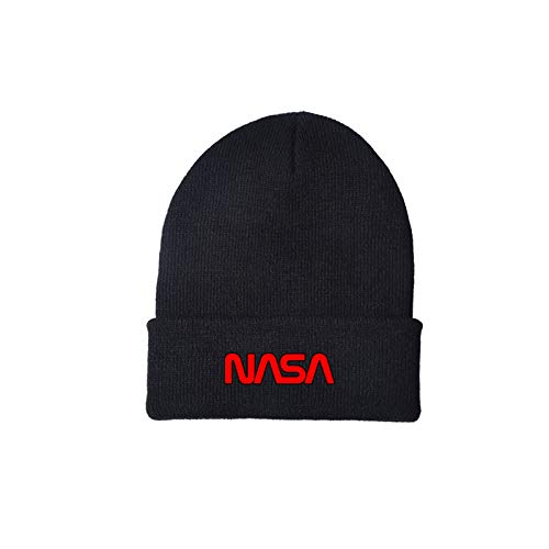 famesale NASA-Logo Mütze Wintermütze Baumwolle Winterwarm NASA Strickmütze Planet Cap Manschette Einfacher Hut Strickmütze Mütze Geschenk für Männer Frauen von famesale
