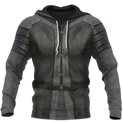 famesale Ritter Mittelalterliche Rüstung 3D-bedruckter Hoodie Tempelritter Harajuku Mode Sweatshirt Unisex Casual Jacke Cosplay Hoodies von famesale