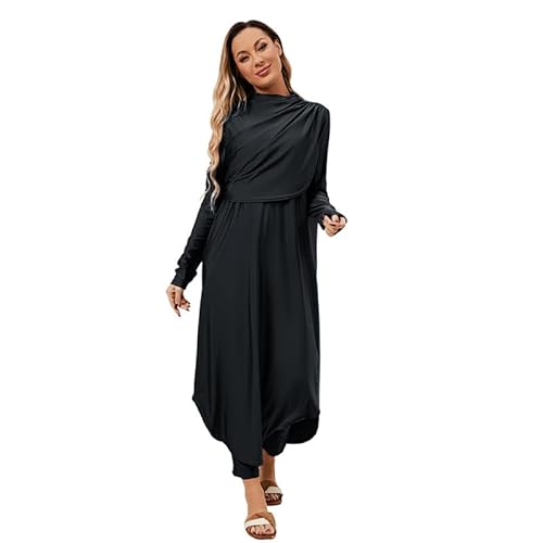 famesale Sommer Dubai Arab 3 Stück Set Schwarz Modest Bademode Frauen Muslim Full Cover Burkini Badeanzug mit Badekappe von famesale