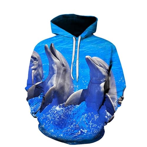 famesale Tier 3D gedruckt süße Delfin Hoodies Männer/Frauen Lässiges Kapuzensweatshirt mit Kängurutasche Unisex Langarm Pullover Tops von famesale