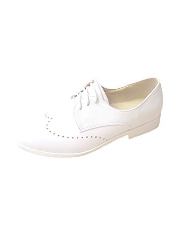 Kinderschuhe Festliche Jungen Schuhe Lackschuhe Kommunion Hochzeit Gr. 19 bis 36 schwarz oder Weiss, Grössen Schuhe:34;Farbe:Weiss von familientrends