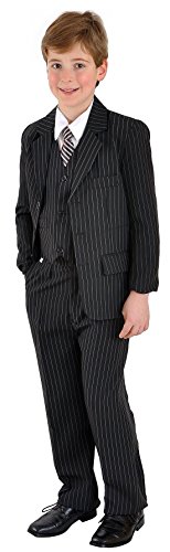 familientrends 5 teiliger Kinderanzug Kommunionsanzug mit Nadelstreifen viele Größen blau und schwarz, Grösse Bekleidung:92;Farbe:Schwarz von familientrends