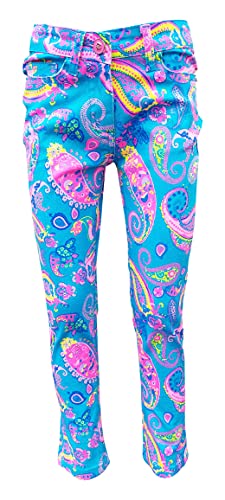 familientrends Ausgefallene Mädchenjeans Mädchen Hose mit farbenfrohen Design und Ornamenten (Blau, 140-146) von familientrends