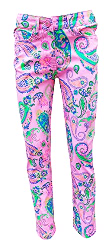 familientrends Ausgefallene Mädchenjeans Mädchen Hose mit farbenfrohen Design und Ornamenten (Rosa, 122-128) von familientrends