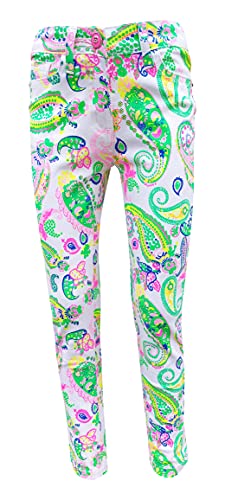 familientrends Ausgefallene Mädchenjeans Mädchen Hose mit farbenfrohen Design und Ornamenten (Weiss, 128-134) von familientrends