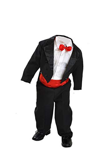 familientrends Jungenanzug Kinderanzug festlich schwarz 5 teiliges Set (Schwarz mit Rot, 134) von familientrends