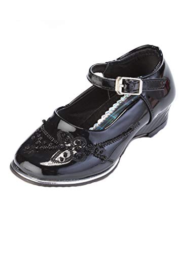 familientrends Mädchen Ballerina Halbschuh Perlenstickerei 24 schwarz (24 EU, Schwarz) von familientrends