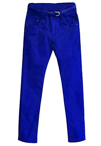 familientrends Mädchen Hose/Jeans mit passendem Gürtel in fröhlichen Farben 116 bis 176 (Blau, 146/152) von familientrends