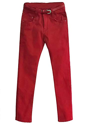 familientrends Mädchen Hose/Jeans mit passendem Gürtel in fröhlichen Farben 116 bis 176 (Rot, 170/176) von familientrends