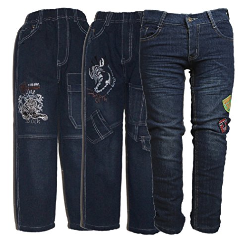 familientrends Multipack 3 Stück Jungen Thermohosen Thermojeans Winterhosen Größe 98 bis 116, Grösse Bekleidung:98/104;Farbe:3 Stück gemischt von familientrends