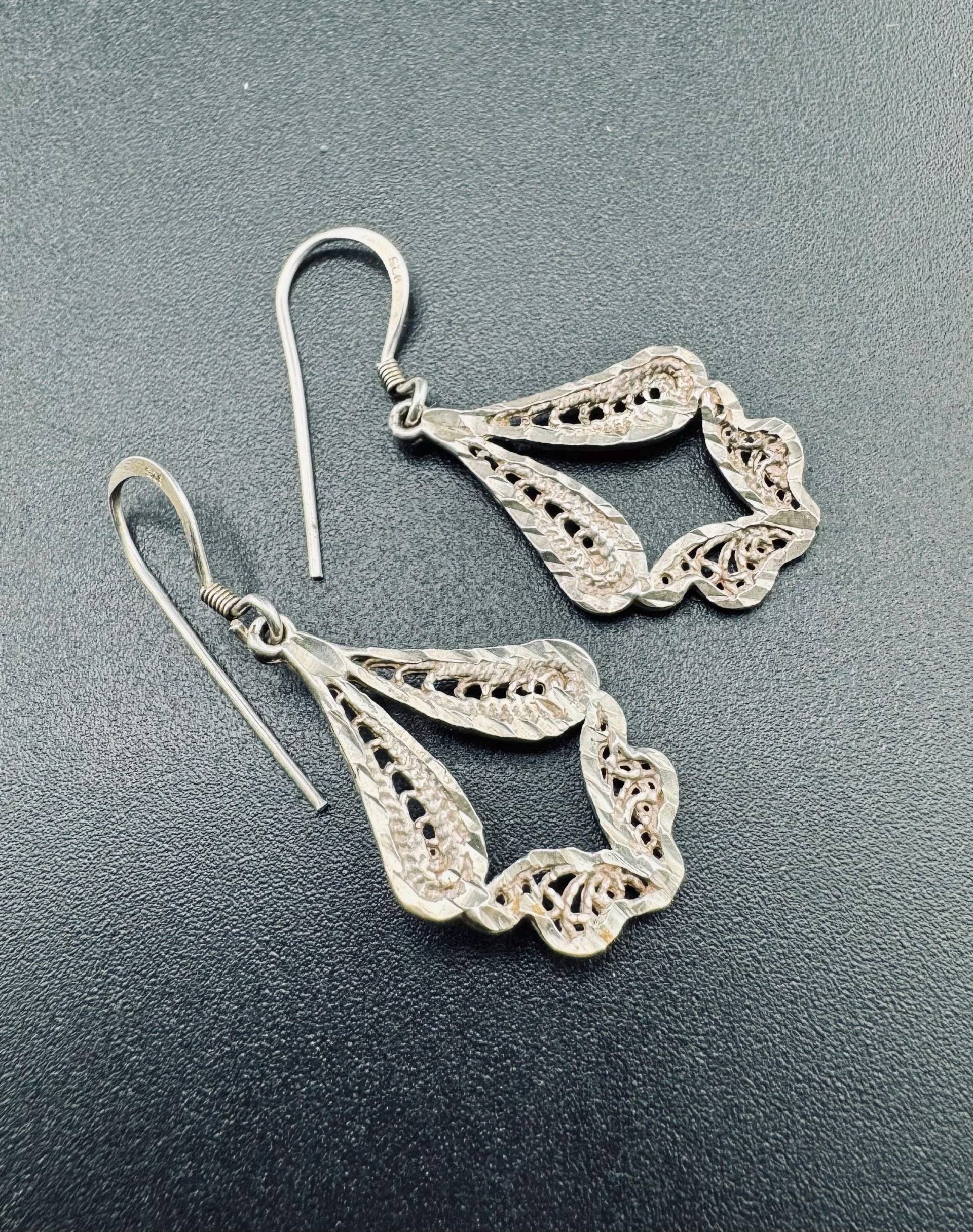 Süße Vintage Silber Filigrane Ohrhänger Bauchtänzerin Baumelnden Tropfen von familyjewelsatlanta