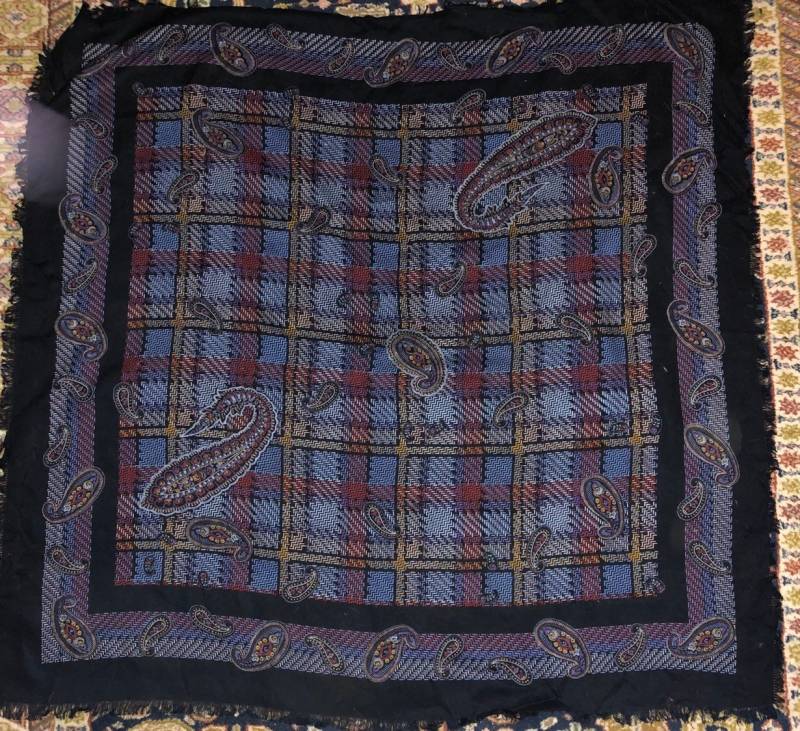 Vintage Paisley Schal Juwel Tone Karierter Oder Wickeln Ca 34 "Quadrat von familyjewelsatlanta