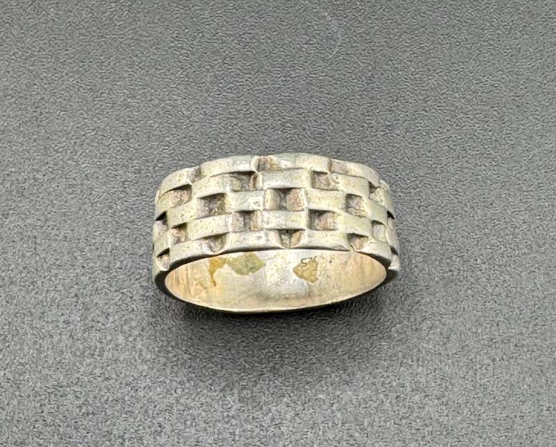 Vintage Sterling Silber Flechtring Unisex Band Modernist Gewebt Mcm Stil Alternativer Ehering Gr 8 von familyjewelsatlanta