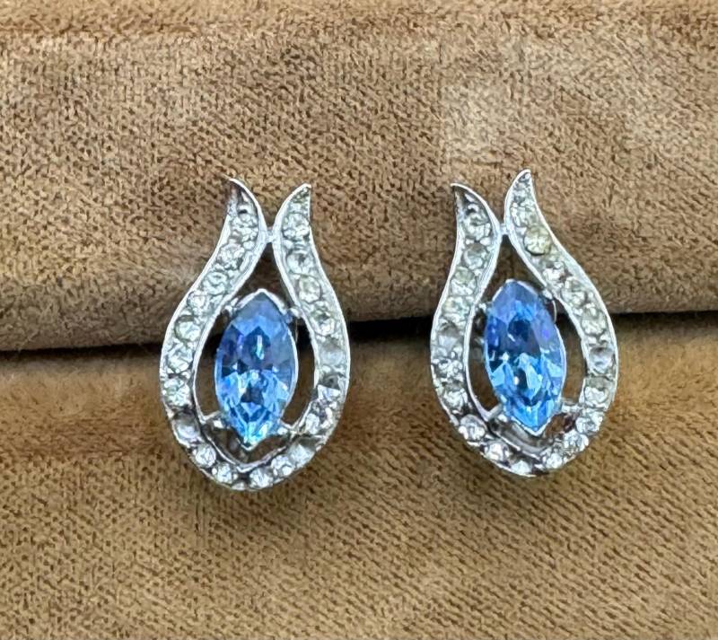 Vtg Joseph Weisner Aquamarin Flamme Ohrringe New York Designer Screw Backs Marquise Centers For Restoration Benötigt Ein Paar Kleine Steine, Wie Es von familyjewelsatlanta