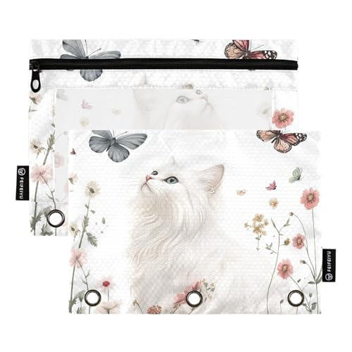 Aesthetic American Curl Cats White Pencil Bags Three Rings Folder for Three Rings Binder Pockets with Three Rings for Children Storage Container von famyily