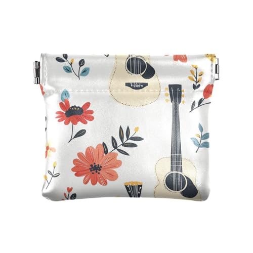 Ambulance Car Helicopter Blush PU Leather Small Coin Cute Card Key Organizer for Girls Ladies Handbag, Gitarren Blumen Weiß, 1 size, Modern von famyily