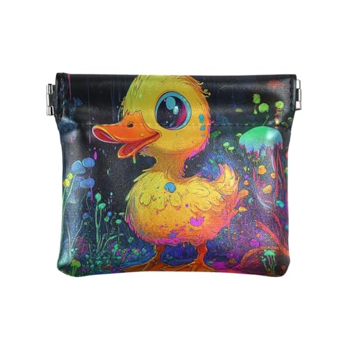 Art Ragdoll Cat Damen Leder Münzgeldbörse Einzigartige Kosmetiktaschen für Frauen Jungen Mädchen, Happy Sweet Pet Duck, 1 size, Modern von famyily