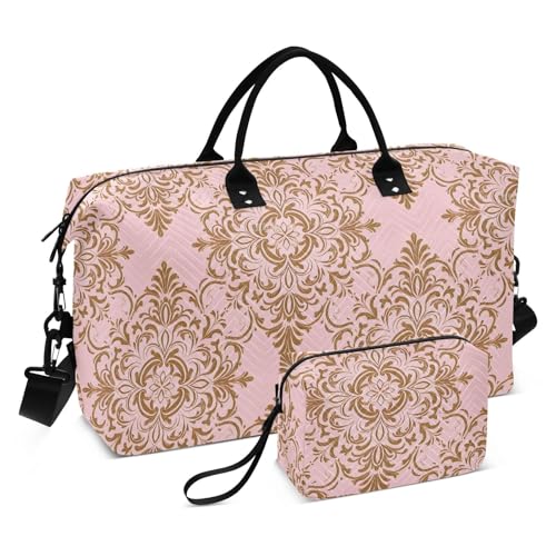 Barock Rose Gold Vintage Muster Seesack Weekender Übernachtungstasche Sport Turnbeutel mit verstellbarem Riemen für Geschäftsreisen Multifunktional Bolso Para Barock Rose Gold Vintage Muster Seesack Weekender Übernachtungstasche Sport Turnbeutel mit verstellbarem Riemen für Geschäftsreisen Multifunktional Bolso Para von famyily