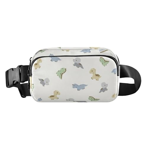 Bauchtasche mit niedlichem Dinosaurier-Motiv, für Männer und Frauen, kleine Bauchtasche mit verstellbarem Gurt, für Einkaufen, Sport, Arbeit, Grau, Grauer Cartoon-Dinosaurier, Einheitsgröße von famyily
