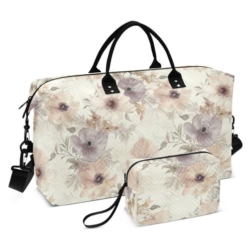 Beauty Spring Flowers South Dakota Pasque Flower Oversized Travel Duffel Bag Weekender/Overnight Duffel Gym Tote Bag with Toiletry Bag for Trekking Foldable Bolsa para viajar en Avion de Mujer von famyily