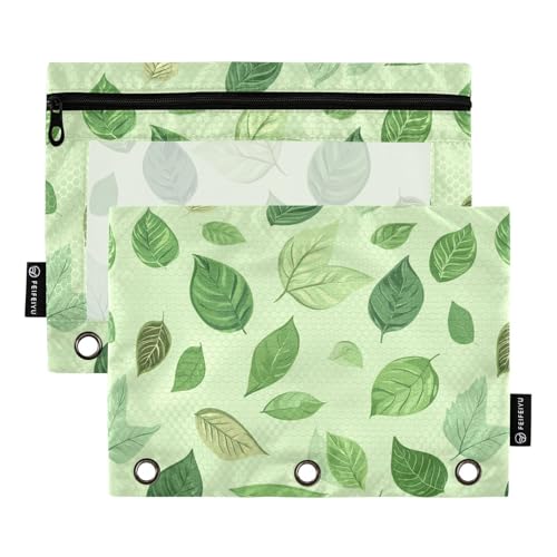 Blattsprache auf grünem Papier Ringe Binder Taschen 3 Loch Tasche für Binder Ordner mit Binderlöchern für Kinder Aufbewahrungsbehälter von famyily