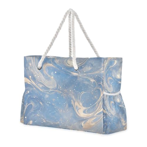 Blau-weiße Flüssigkeitstasche für Damen, große Kapazität, mit Seitentaschen, Reisetasche, mit Getränkehaltern an der Seite Blau-weiße Flüssigkeitstasche für Damen, große Kapazität, mit Seitentaschen, Reisetasche, mit Getränkehaltern an der Seite von famyily