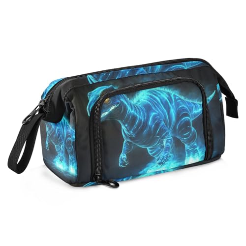 Blaue Dinosaurier-Federbox Große Kapazität Stehendes Federmäppchen Multifunktionales Hartschalen-Federmäppchen für Lehrer Reisen von famyily