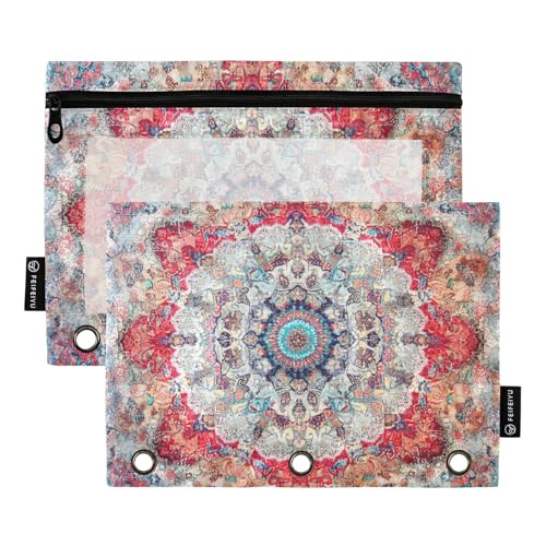 Bohemian Boho Vintage Mandala Bleistiftbeutel 3 Ringe Tasche für Ringe Binder Aufbewahrung mit 3 Ringen für Büro Schreibwaren von famyily