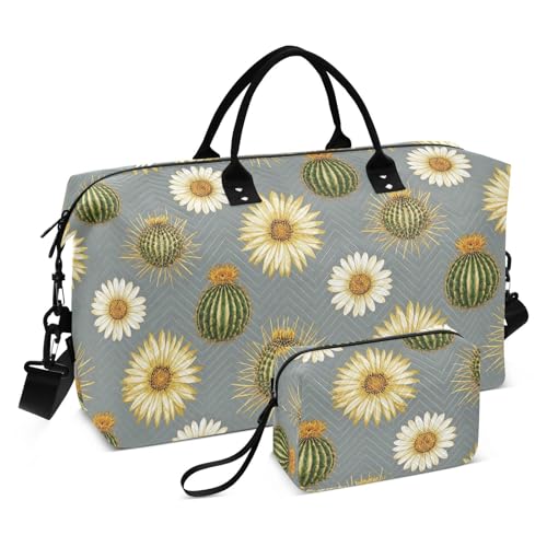 Bolsa Para Sporttasche, Motiv: Kakteen, Sonnenblume, goldgrau, für Übernachtung, Wochenendtasche, Reisetasche, Turnbeutel mit Kulturbeutel für Yoga, großes Fassungsvermögen, goldgrau Bolsa Para Sporttasche, Motiv: Kakteen, Sonnenblume, goldgrau, für Übernachtung, Wochenendtasche, Reisetasche, Turnbeutel mit Kulturbeutel für Yoga, großes Fassungsvermögen, goldgrau von famyily