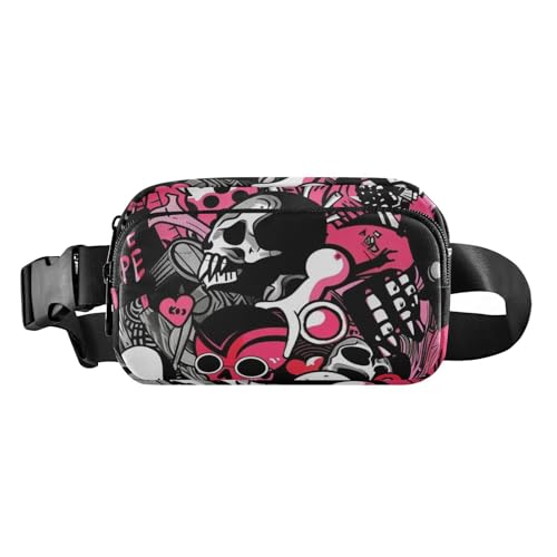 Bunte Cartoon-Hüfttasche mit Totenköpfen, trendige Gürteltasche für Männer und Frauen, wasserabweisend, Crossbody-Pass-Tasche mit verstellbarem Gurt, für Reisen, Fitnessstudio, Arbeit, Bunte Bunte Cartoon-Hüfttasche mit Totenköpfen, trendige Gürteltasche für Männer und Frauen, wasserabweisend, Crossbody-Pass-Tasche mit verstellbarem Gurt, für Reisen, Fitnessstudio, Arbeit, Bunte von famyily