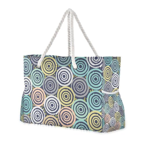 Bunte abstrakte Damen-Tragetasche mit großem Fassungsvermögen, mit Seitentaschen, große Tragetasche mit Getränkehaltern an der Seite von famyily
