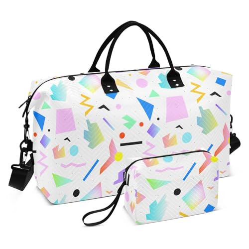 Bunte abstrakte Reisetasche, Wochenendreisen, Übernachtungstasche, Turnbeutel mit Kulturbeutel für Fitnessstudio, 2-teiliges Set Bunte abstrakte Reisetasche, Wochenendreisen, Übernachtungstasche, Turnbeutel mit Kulturbeutel für Fitnessstudio, 2-teiliges Set von famyily
