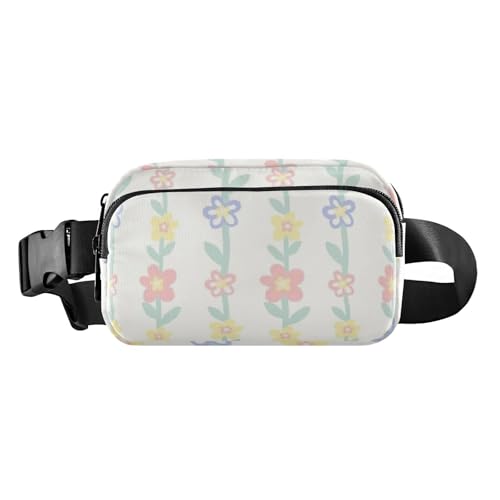 Bunte einfache Aquarell-Blumen-Umhängetasche, Hüfttasche für Männer und Frauen, wasserabweisend, Reisezubehör, mit verstellbarem Gurt, für Reisen, Einkaufen, Laufen, Bunte, einfache Aquarellblumen, von famyily