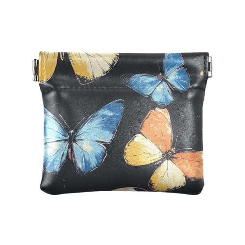 Butterflies Western Style Damen Leder Münzbörse Portemonnaie Fancy Mini Kartenhalter Geldbörse für Frau Mädchen Schmetterlinge Western-Stil Einheitsgröße Modern, Schmetterlinge im Western-Stil, von famyily