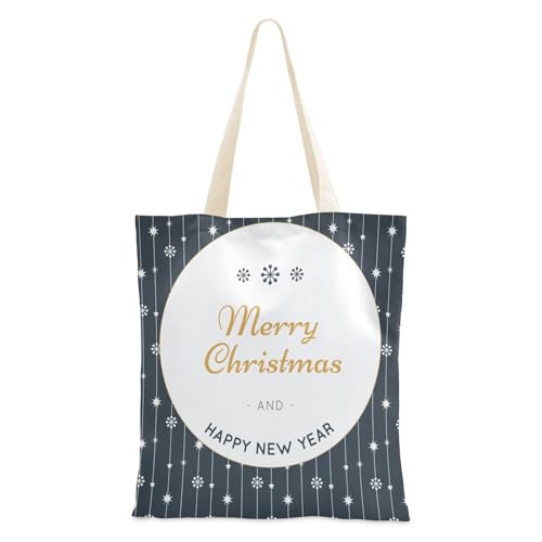 Canvas-Tasche "Merry Christmas", schwarze Tragetasche mit Taschen für Damen, Arbeit, wiederverwendbare Taschen Canvas-Tasche "Merry Christmas", schwarze Tragetasche mit Taschen für Damen, Arbeit, wiederverwendbare Taschen von famyily