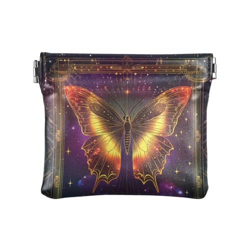 Charmantes Portrait-Faultier-PU-Leder, kleine Münzgeldbörse, einzigartiger Verschluss, Kartenhalter für Frauen und Mädchen, Schmetterling-Tarot, 1 size, Modern von famyily