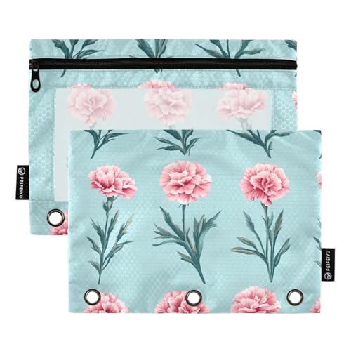Chic Carnation Türkise Federmäppchen Kunststoff Binder Taschen für Ringe Binder Aufbewahrung mit 3 Ringen für Schule Zuhause Reise Karten Aufbewahrungsbehälter von famyily