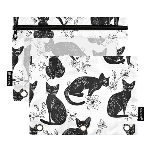 Chic Singapuracats Weiße Ringe Binder Tasche Weiches Federmäppchen für 3 Ringe Ordner mit Binderlöchern für Untersuchung Schreibwaren Zubehör von famyily