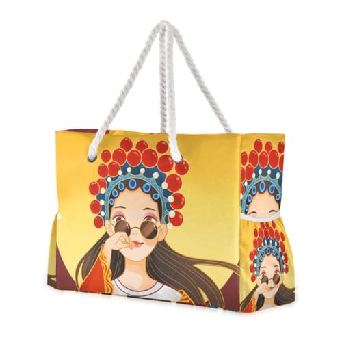 Chinesische Oper für Mädchen, schöne tragbare Tragetasche für Damen, mit Seitentaschen, für Reisen, Fitnessstudio, Urlaub Chinesische Oper für Mädchen, schöne tragbare Tragetasche für Damen, mit Seitentaschen, für Reisen, Fitnessstudio, Urlaub von famyily
