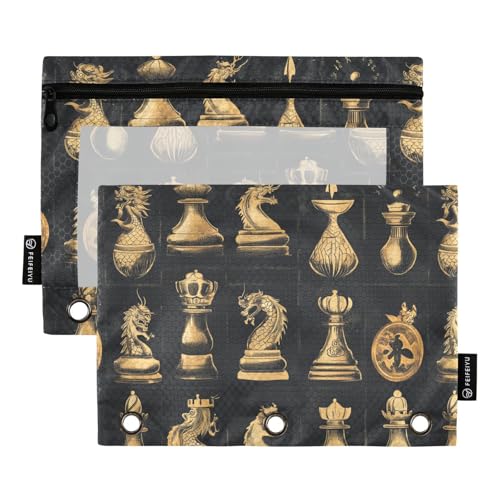 Chinesisches Schach-Bleistiftbeutel Bindereinlagen für 3 Ringe Binder Tasche mit 3 Löchern für Kinder Aufbewahrungsbehälter von famyily