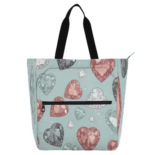 Crystal Collage Art Books Totes Book Bag for Kids Women Men Waterproof Library Shoulder Bag Handbag with Zipper for School Work Travel Rainbow von famyily