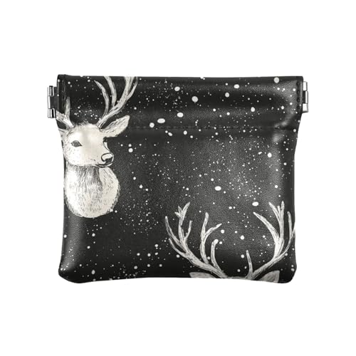 Deer Heads Cosmic Elements Damen Klein Leder Münzbörse Geldbörse Geldbörse Einzigartige Kleingeld Geldbörse mit Verschluss für Frauen Jungen Mädchen Hirschköpfe Cosmic Elements One Size Modern, Deer von famyily