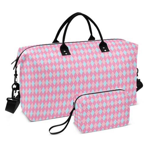Dopamine Reisetasche, Wochenendtasche, Sporttasche, Handgepäcktasche mit verstellbarem Riemen, für Trekking, faltbar, Blau / Pfirsich Dopamine Reisetasche, Wochenendtasche, Sporttasche, Handgepäcktasche mit verstellbarem Riemen, für Trekking, faltbar, Blau / Pfirsich von famyily