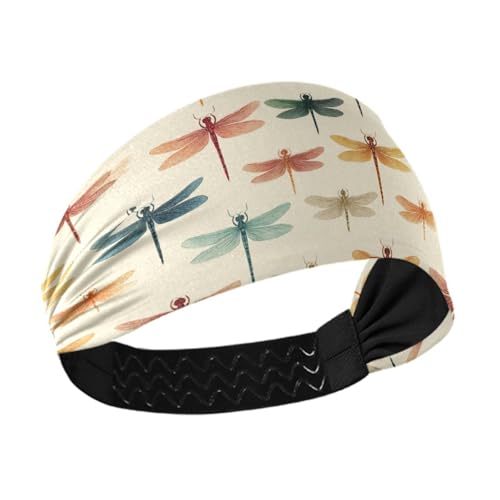Dragonfly Retro-Stirnband, nahtlos, rutschfest, für Damen, dehnbar, für Fitnessstudio, Tennis, Fußball, Make-up, bunte Herzogshund-Sterne Dragonfly Retro-Stirnband, nahtlos, rutschfest, für Damen, dehnbar, für Fitnessstudio, Tennis, Fußball, Make-up, bunte Herzogshund-Sterne von famyily