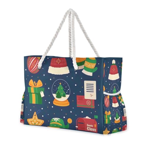 Dunkelblaue "Merry Christmas"-Party-Tragetasche mit Reißverschluss, sanddicht, mit Seitentaschen, mit Getränkehaltern an der Seite von famyily