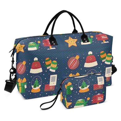 Dunkelblaue Reisetasche mit Aufschrift "Merry Christmas", große Reisetasche, Flughafentasche, Sporttasche mit verstellbarem Gurt, für Trekking, faltbar Dunkelblaue Reisetasche mit Aufschrift "Merry Christmas", große Reisetasche, Flughafentasche, Sporttasche mit verstellbarem Gurt, für Trekking, faltbar von famyily