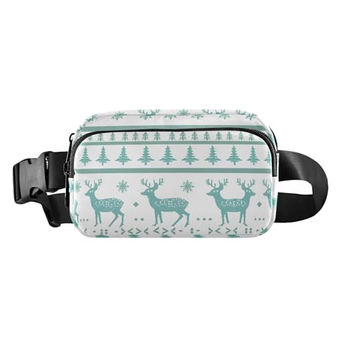 Elch Schneeflocken Weihnachten Stil Mode Crossbody Tasche Hüfttaschen für Männer Frauen Große Kapazität Gürteltasche Reisebrieftasche mit verstellbarem Riemen für Reisen Urlaub Laufen, Elch, von famyily